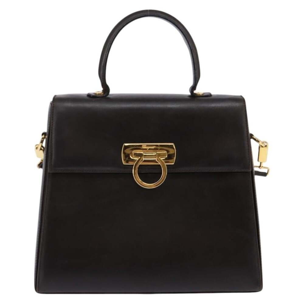 Salvatore Ferragamo Leather Gancini Handbag Brown